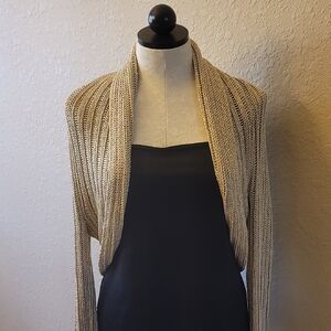 White House Black Market Tan Open-Knit Shrug